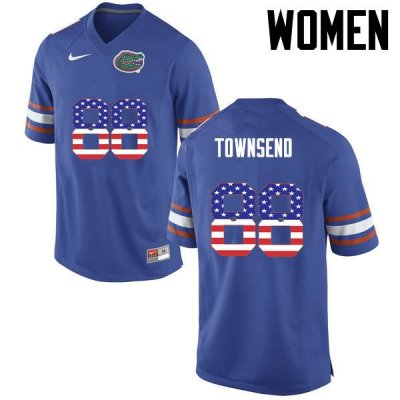 Women's Florida Gators #88 Tommy Townsend NCAA Nike Blue USA Flag Fashion Authentic Stitched College Football Jersey OVJ4862BM